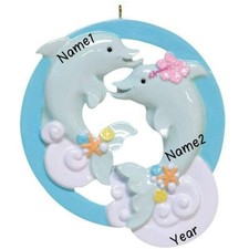 Personalized " Dolphin Couple " Christmas Tree Ornament HOLIDAY GIFT