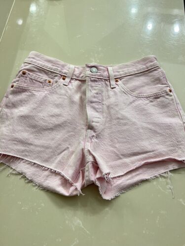 LEVI'S 501 27 NWT Pink Denim High Rise Waist Cut Off Jean Shorts Cutoffs New