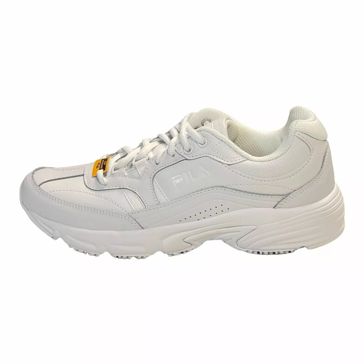 Fila Memory Foam Work Slip Resistant White Gray Work Shoes