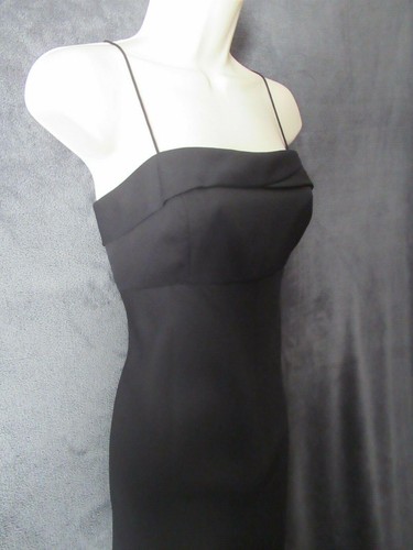 NWOT Michaelangelo Black Chiffon Spaghetti Strap Long Formal Evening Dress 10 - 第 6/12 張圖片