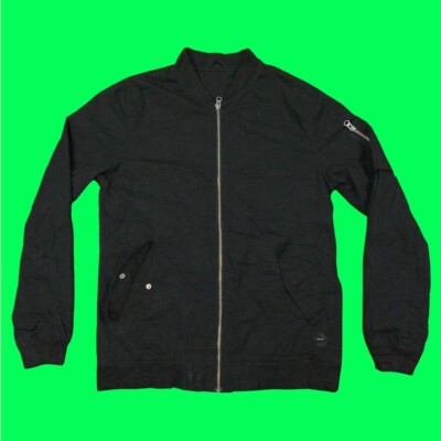 RVLT REVOLUTION Unisex Bomber Jacket, Black, S/M, UK S | EU 48 | US S