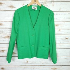 Vintage 70s Womens Jacket Skirt Set 14 Green Union Made Business Career