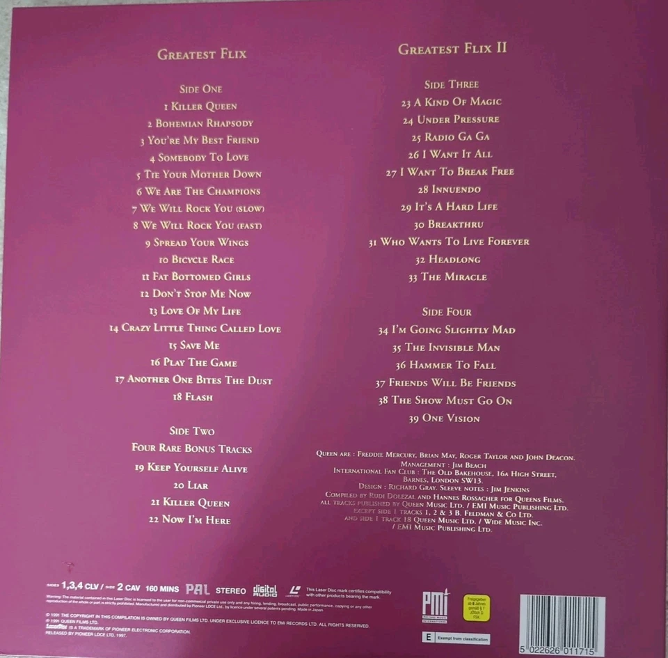 Queen Greatest Flix I & II ,  LASERDISC RARE - Image 2 of 4