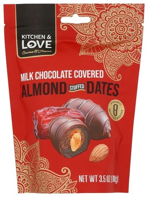 Kitchen and Love Dates Milk Chocolate Almond Stuffed 3.5 oz Pack of 8