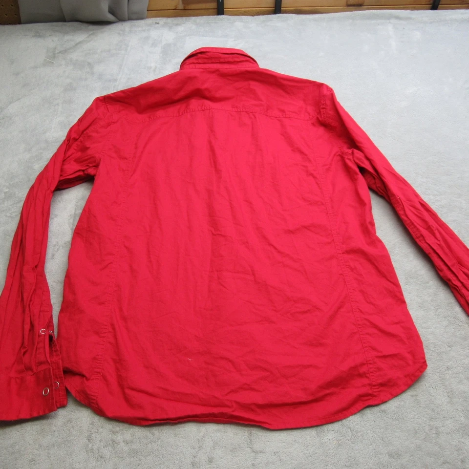Armani Exchange Snap Shirt Men XL Red Cotton Chest Pockets Long Sleeve Button Up - Image 2 of 4