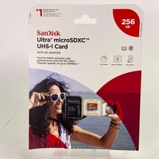 New SanDisk Ultra microSDXC UHS-I Card 256gb with Adapter