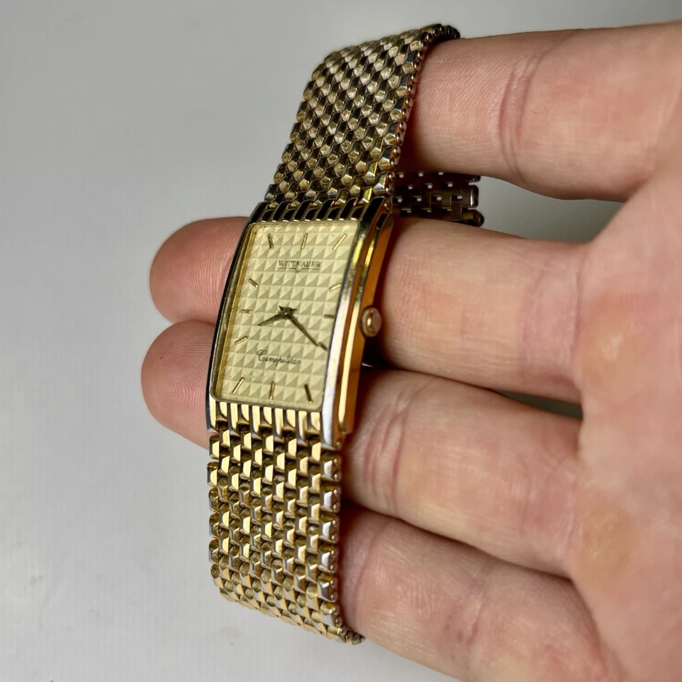 Reloj Tanque Vintage Wittnauer Cosmopolitan Oro Inoxidable 24mm BATERÍA NUEVA Foto 4 de 4