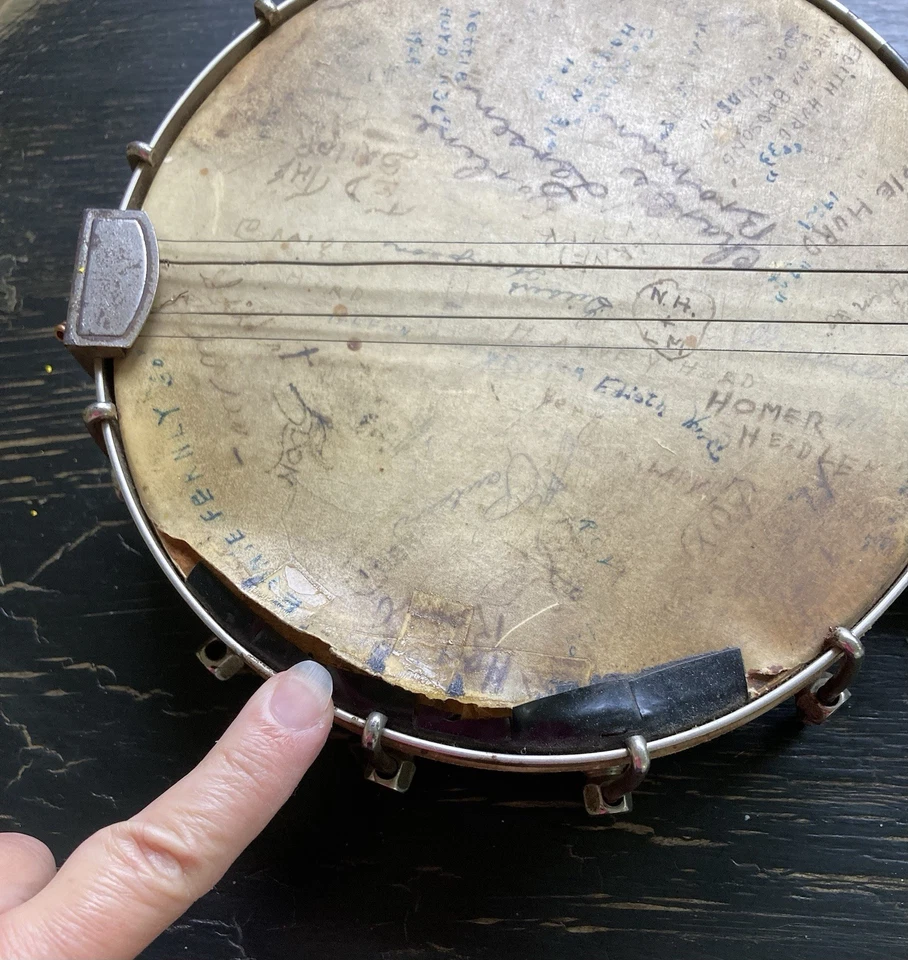 Vintage Small Banjo, signed/autographed, As Is. - Image 4 of 4