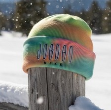 Nike Air Jordan Pastel Tie Dye Knit Beanie Hat Rare Colorway