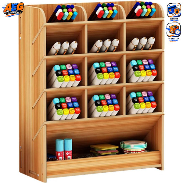 Stifthalter Aufbewahrungsbox Holz Schreibtisch-Organizer FüR Zuhause BüRo-image