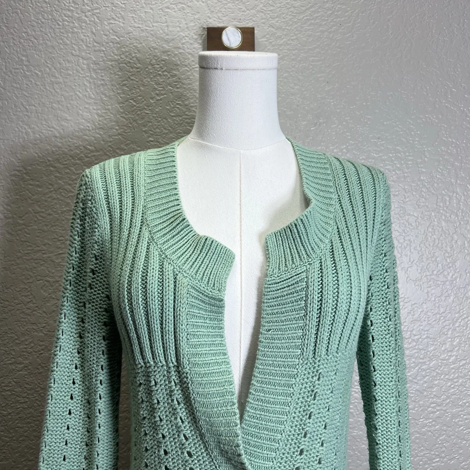 Cárdigan tejido suéter vintage Hillard & Hanson para mujer M verde azulado Foto 2 de 4