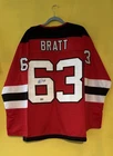 Autographed/Signed Jesper Bratt New Jersey Red Hockey Jersey Beckett BAS COA
