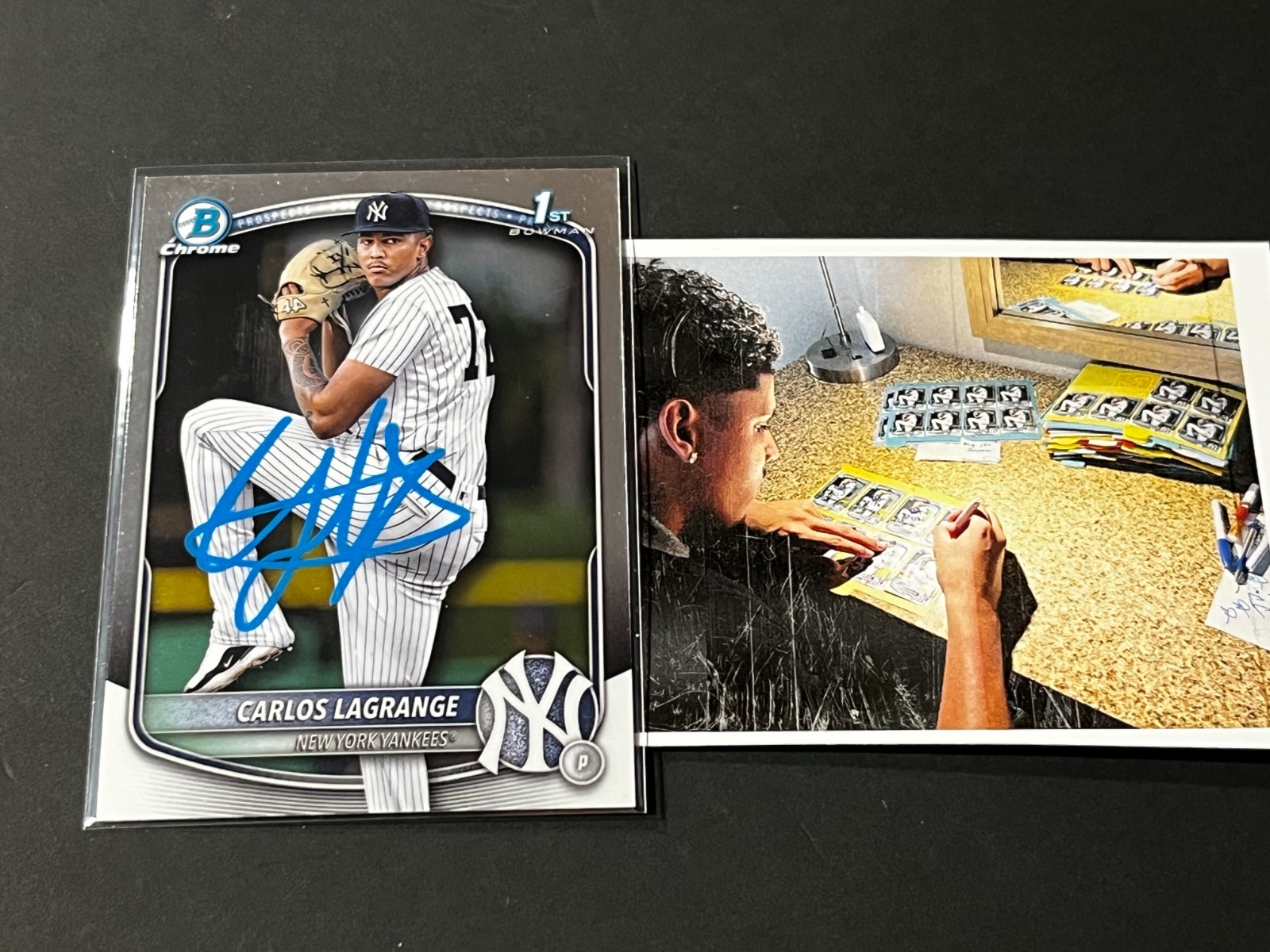 Carlos LaGrange New York Yankees Auto Signed 2025 1st Bowman Chrome Paint '
