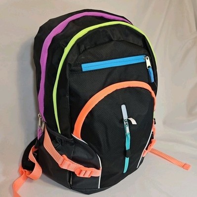 Eastsport Backpack Bright Colors On Black Multi Compartment Travel,  School 