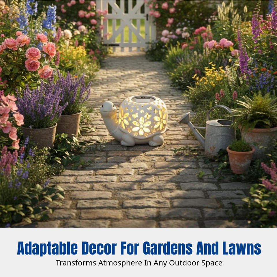 Solar Hollow Turtle Garden Statue, Resin Lighted Lawn Patio Accent ...