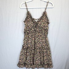 Cottagecore Floral Ruffle Dress Women L Multicolor Tiered Romantic Sundress