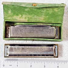 VTG Hohner Harmonica Lot of 2 Marine Band Key A A440 Blues Harp Key G Germany