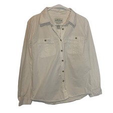 Orvis Women's Size Medium White Cotton Button Up Shirt