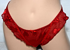 Vtg NWT Rene Rofe See Through Shiny Red Heart Panty Bikini Flutter Sz 5 Small