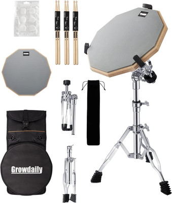 Growdaily Drum Practice Pad Snare Drums Stand Set 12 in with Double Sided Silent