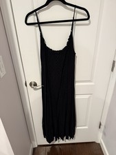 Karen Kane L Black Crochet Accent Sleeveless Maxi Dress Long Women