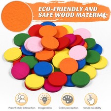 50 Pcs Wood Round Disc Colorful Pieces Learning Tools for Kid Education