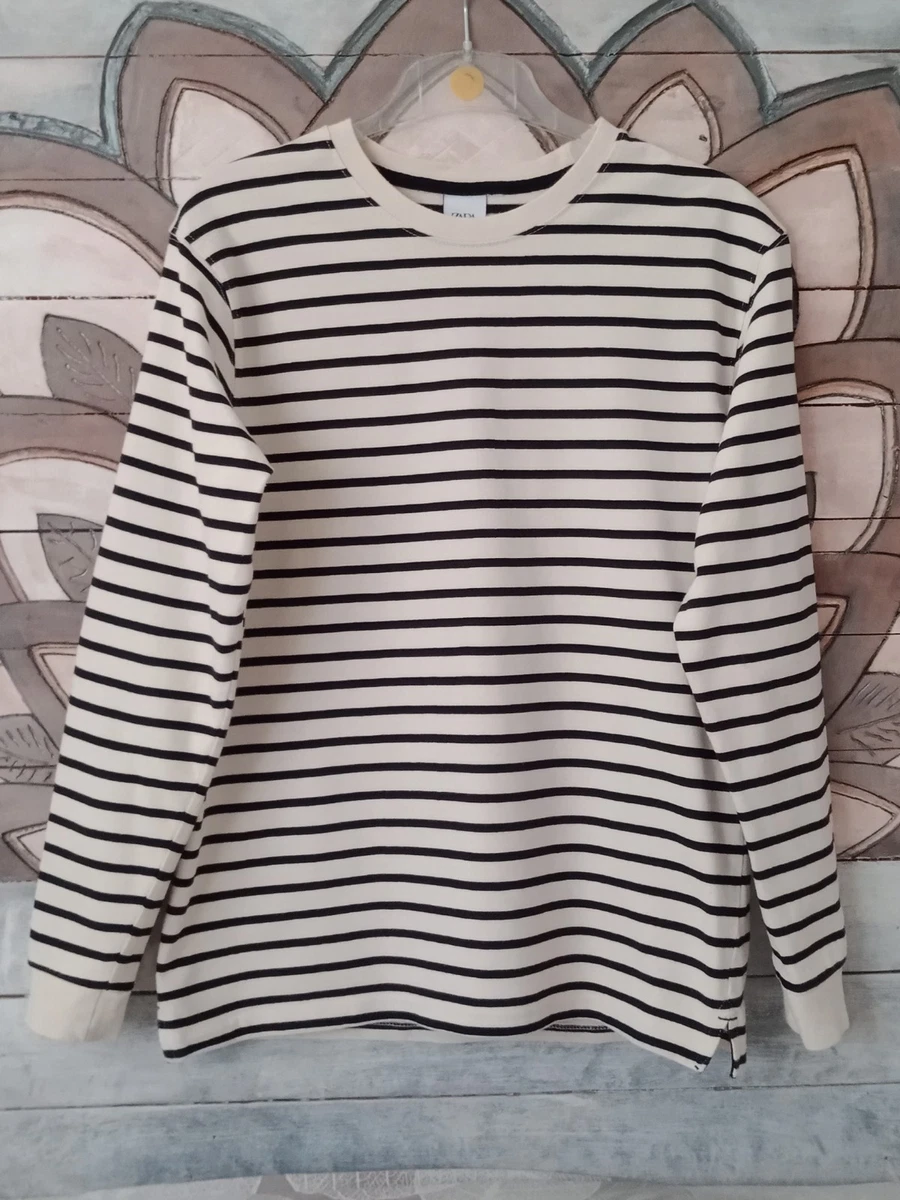 T-shirt Zara Homme - Turquoise à Rayures Bleues - Taille L - Coton - Occasion Très Bon état