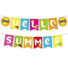 Colorful Hello Summer Sun Banner Garland Party Decorations Gift
