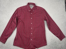 Eddie Bauer Shirt Mens Medium Red Plaid Wrinkle Free Classic Fit Button Down