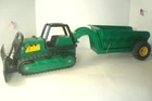 TONKA NYLINT CUSTOM GREEN JD THEME BULLDOZER & HYDRAULIC DUMP TRAILER TRUCK NICE
