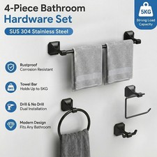 4pcs Matte Black Bathroom Hardware Set Wall M...