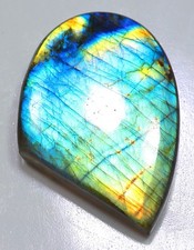 109 Ct 8X32X46 mm Natural Green Fire Labradorite Fancy Cabochon Gemstone QY-226