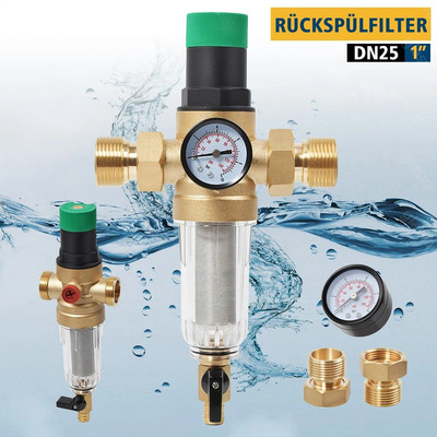 Rückspülfilter mit Manometer Druckminderer Feinfilter Wasserfilter Druckregler