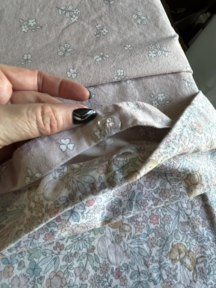 Ditsy Bunny Cotton Fabric Childs Duvet & Pillowcase Set Reversible Floral Kitsch - Image 4 of 4