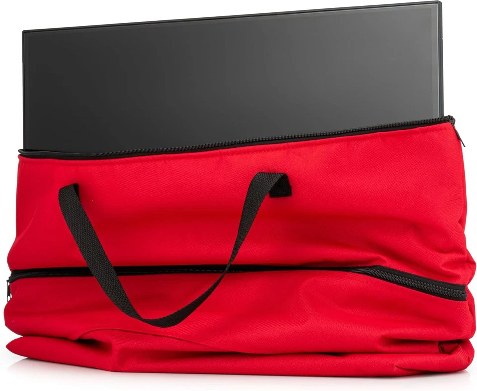 Red Padded Fleece-Lined 22-Inch TV Case with Webbed Handles – Portable Bag...  - Image 3 of 4
