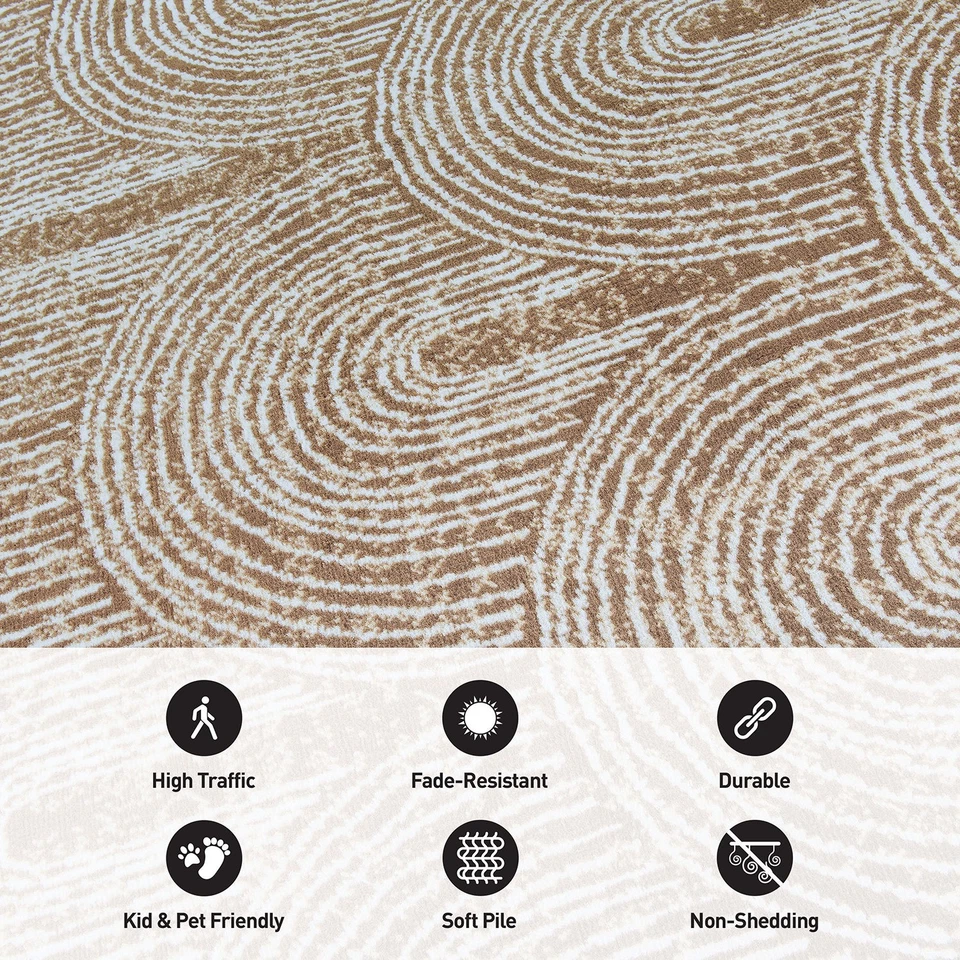 Rugshop Alfombra Marrón Contemporánea Arco Bohemio Alfombra Alfombra para Sala de Estar Nueva Foto 4 de 4