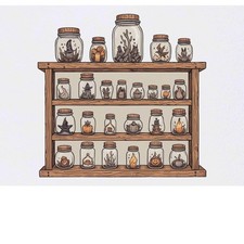 'Spell Jar Shelving' Temporary Tattoos / Transfers (TO00098413)