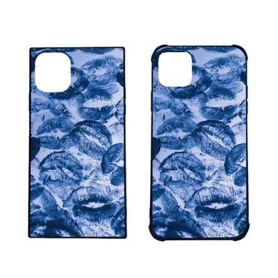 Blue Lipstick Aesthetic Phone Case Tough Glass Block 4 Corners iPhone Case