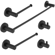 Bathroom Towel Bar Holder Sets, 5-Piece Matte Black Bathroom Hardware Set, St...