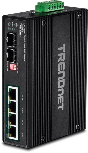 TRENDnet 6-Port Hardened Industrial Gigabit Ultra PoE DIN-Rail Switch (ti-upg62)