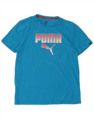 PUMA Mens Graphic T-Shirt Top Large Blue BS06