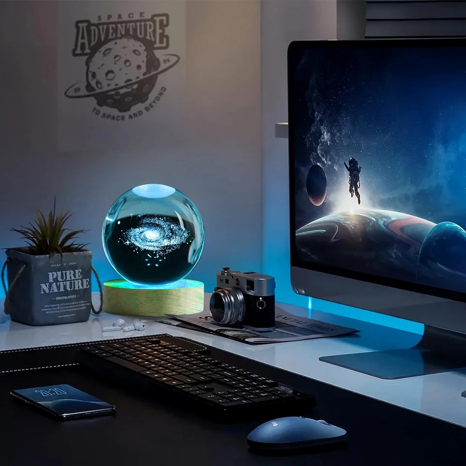 3D Kristallkugel Nachtlicht 8cm Milchstraße Glaskugel 3D Galaxie Planeten Lam... - Bild 4 von 4