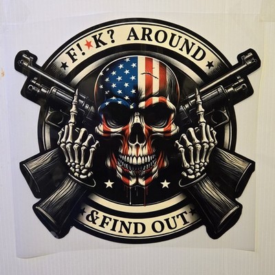 F! K AROUND & FIND OUT GUNS RIGHTS AMERICAN FLAG SKULL FINGERS SHIRT #0137