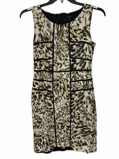 Ann Taylor Animal Print Sheath Dress Sleeveless Career Work Midi Size 8