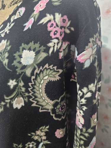 CROFT & BARROW, CAMISETA PAISLEY MANGA LARGA ALGODÓN ROSA/NEGRO NUEVA PARA MUJER, TALLA 3X - Imagen 4 de 7
