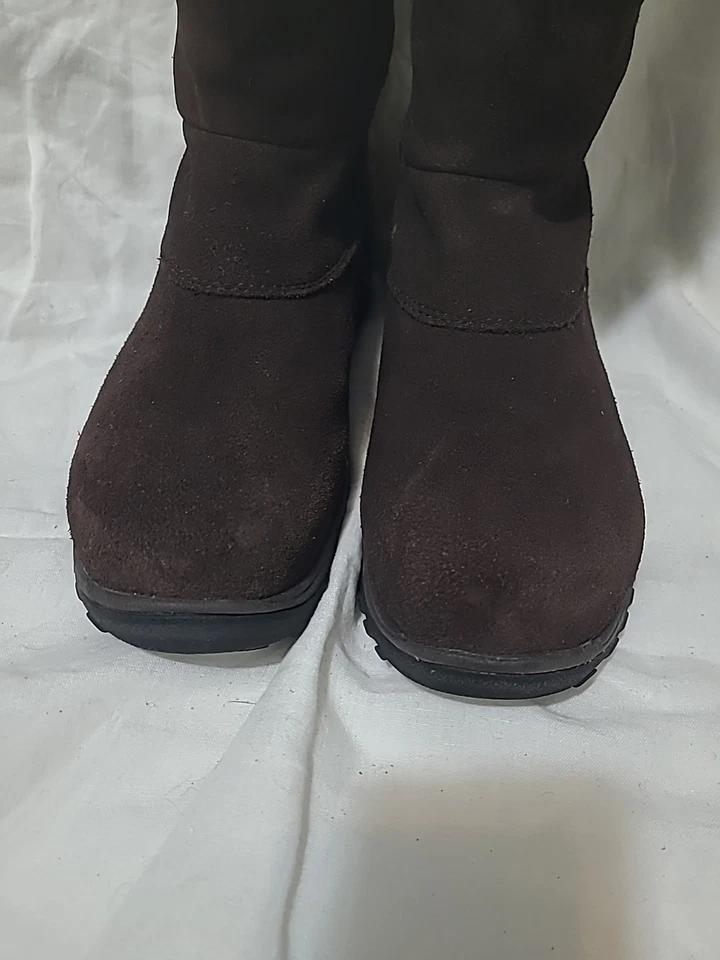 Women Baffin Miku Waterproof Tall Winter Snow Boots Fur Trim Suede Leather Brown - Image 4 of 4