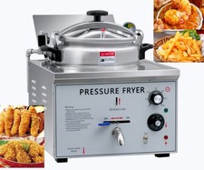 16L Stainless Chicken Fish ~200℃ Commercial Electric Countertop Pressure Fryer 