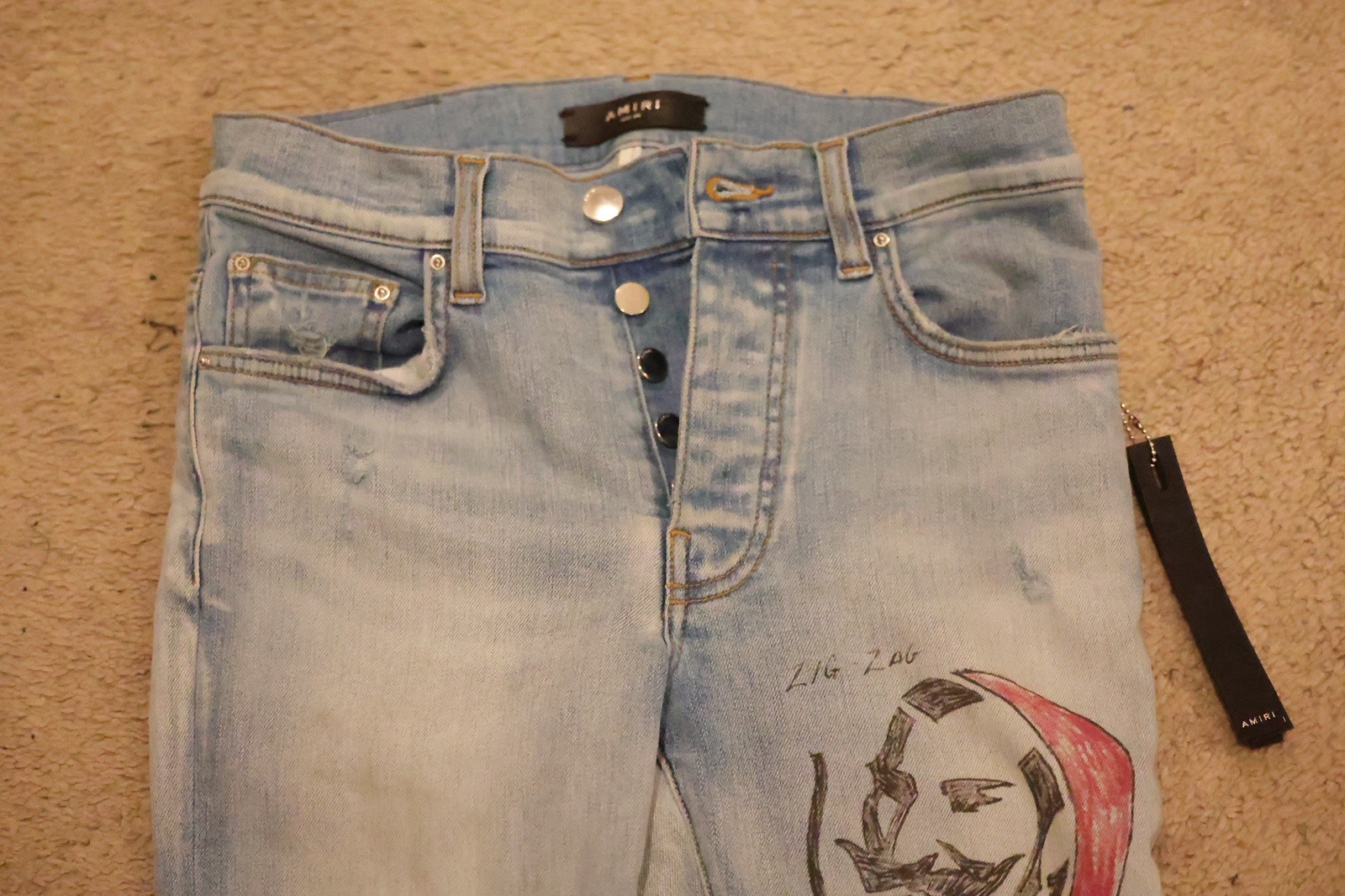 Amiri Light Blue Jeans, Size 28, Used, Zigzag image 8