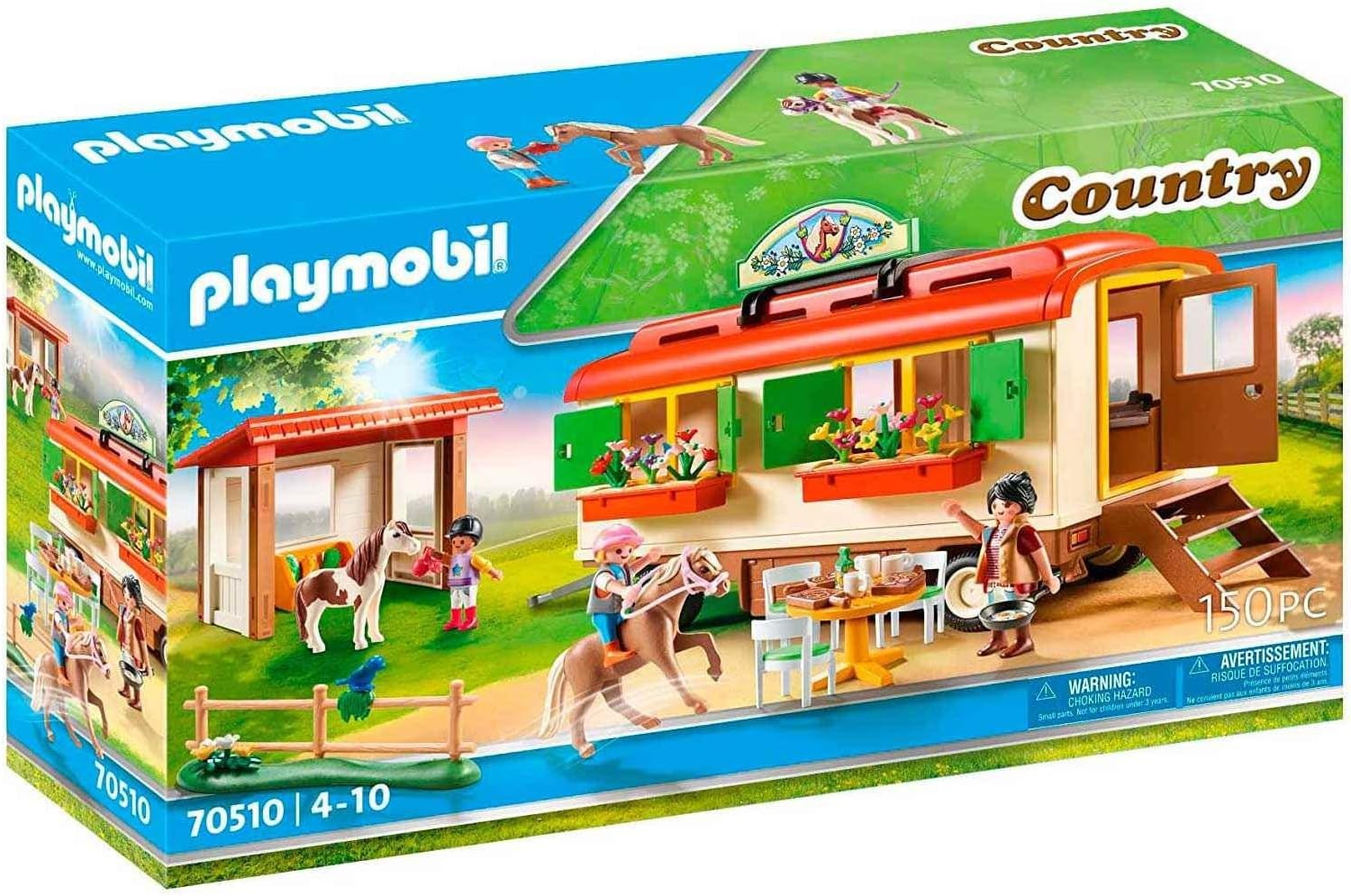 Playmobil 70510 box de poneys roulotte country jouet miniature équitation pour enfant
