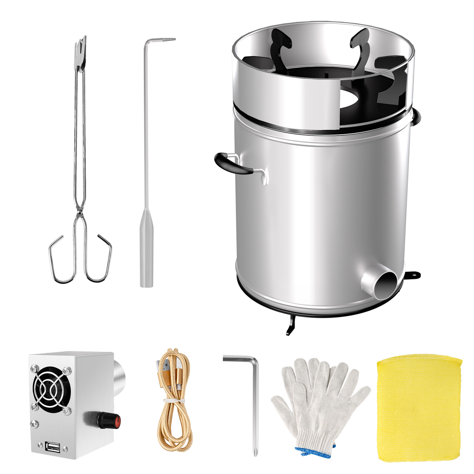 Rocket Stove Wood Burning Stove w/ Air Blower Survival Portable Camping  Stove | eBay